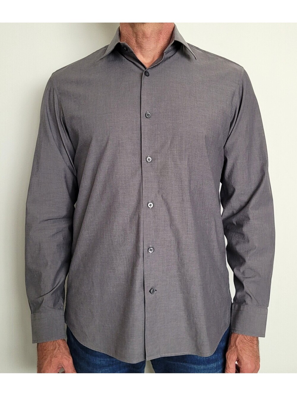 Banana Republic Men's Medium 15-15½ Slim Fit Gray Dress Shirt